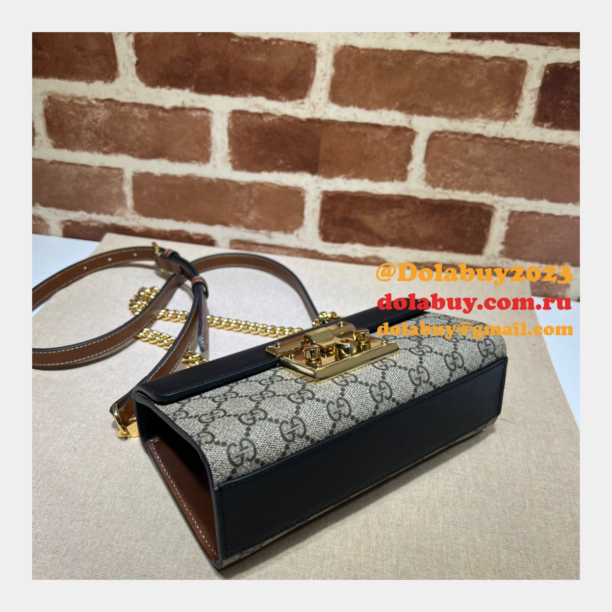 quality G*u*i replica padlock chain 735103 shoulder bag