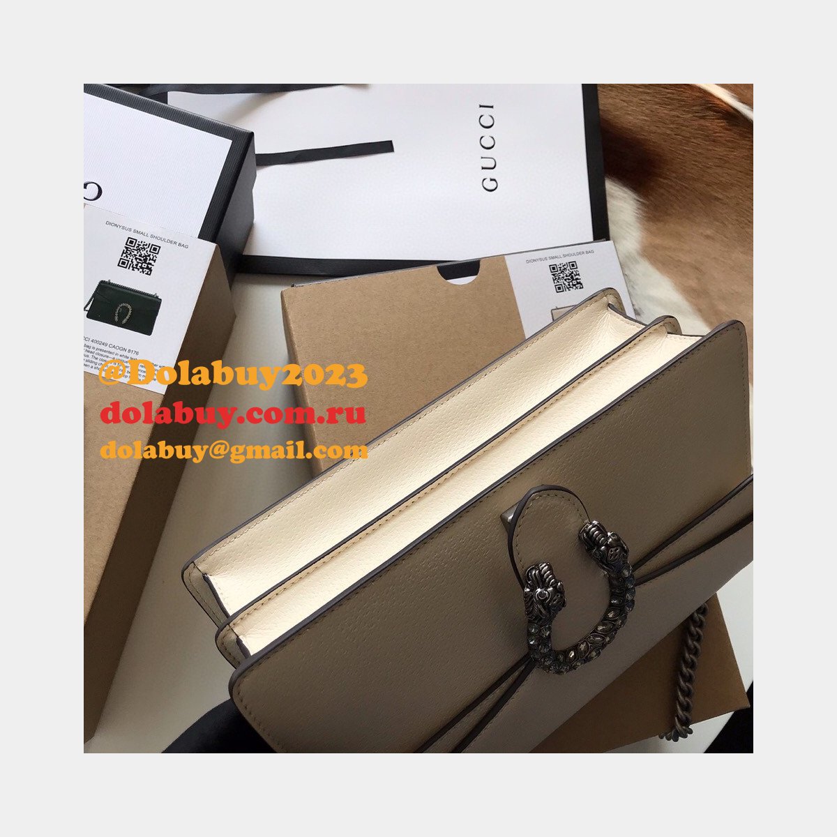 wholesale replica G*u*i 400249 dionysus gg supreme shoulder white bag