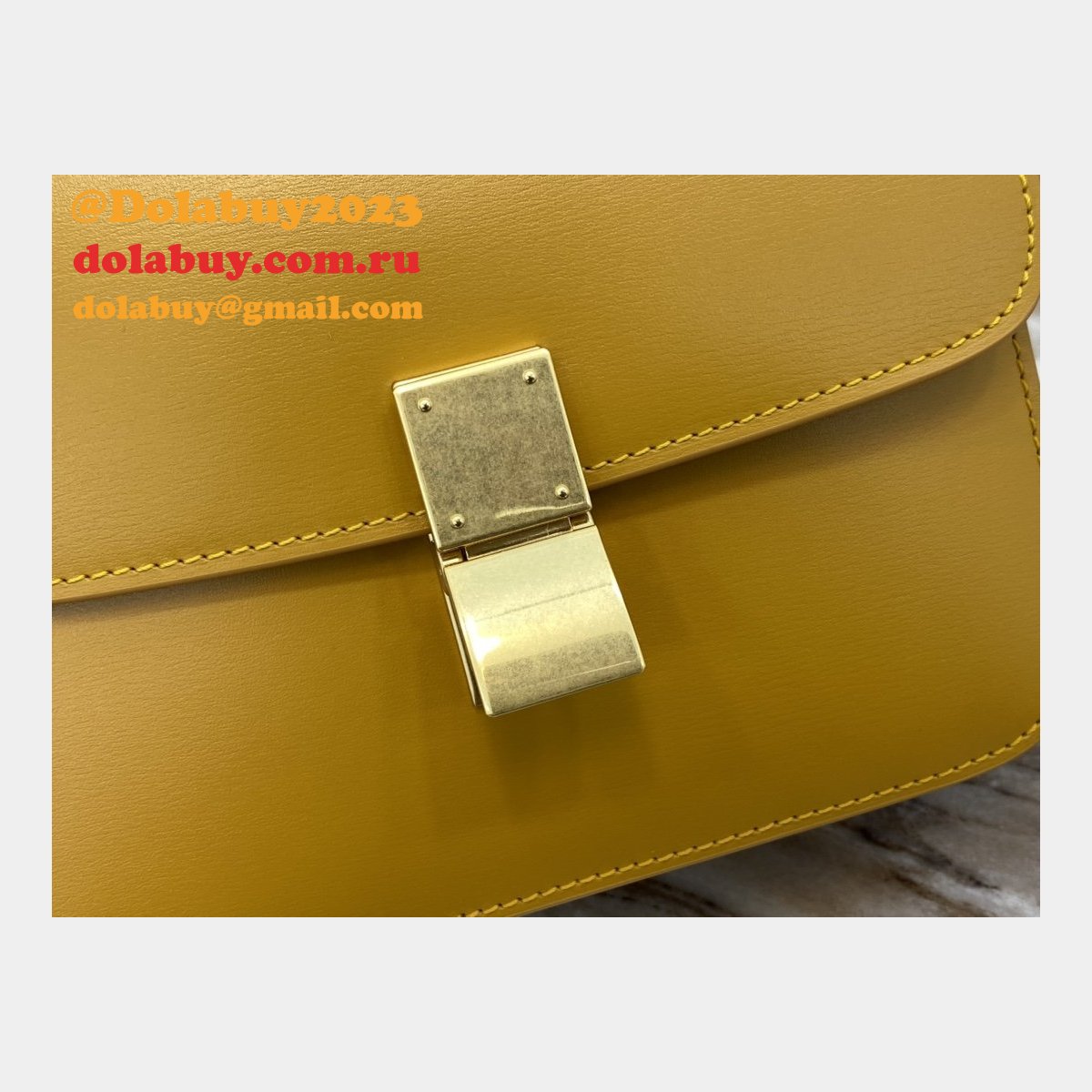 Celine Leather Teen Classic Bag in Yellow