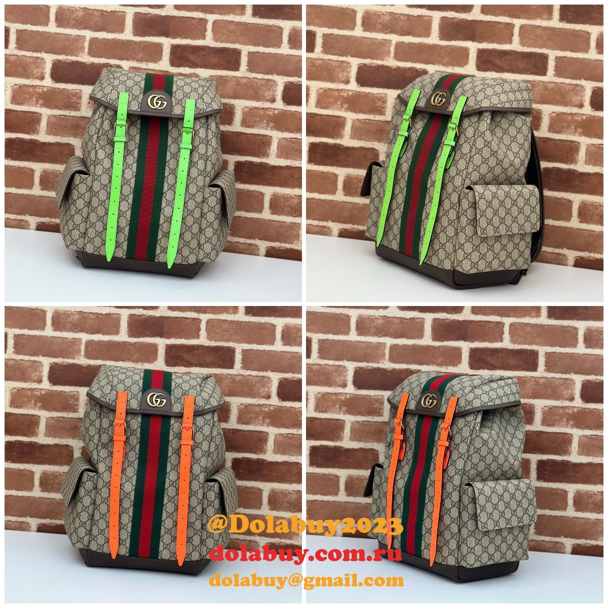 Gucci GG Supreme Ophidia Inspired Backpack 7 Star 598140 Straps