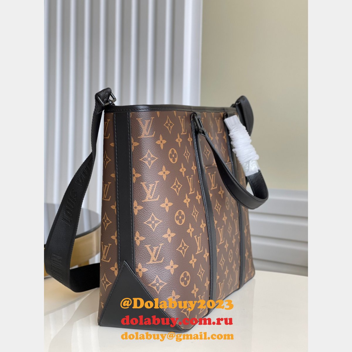 Perfect Quality Louis Vuitton Replica Week-End Tote PM Monogram Macassar M45734