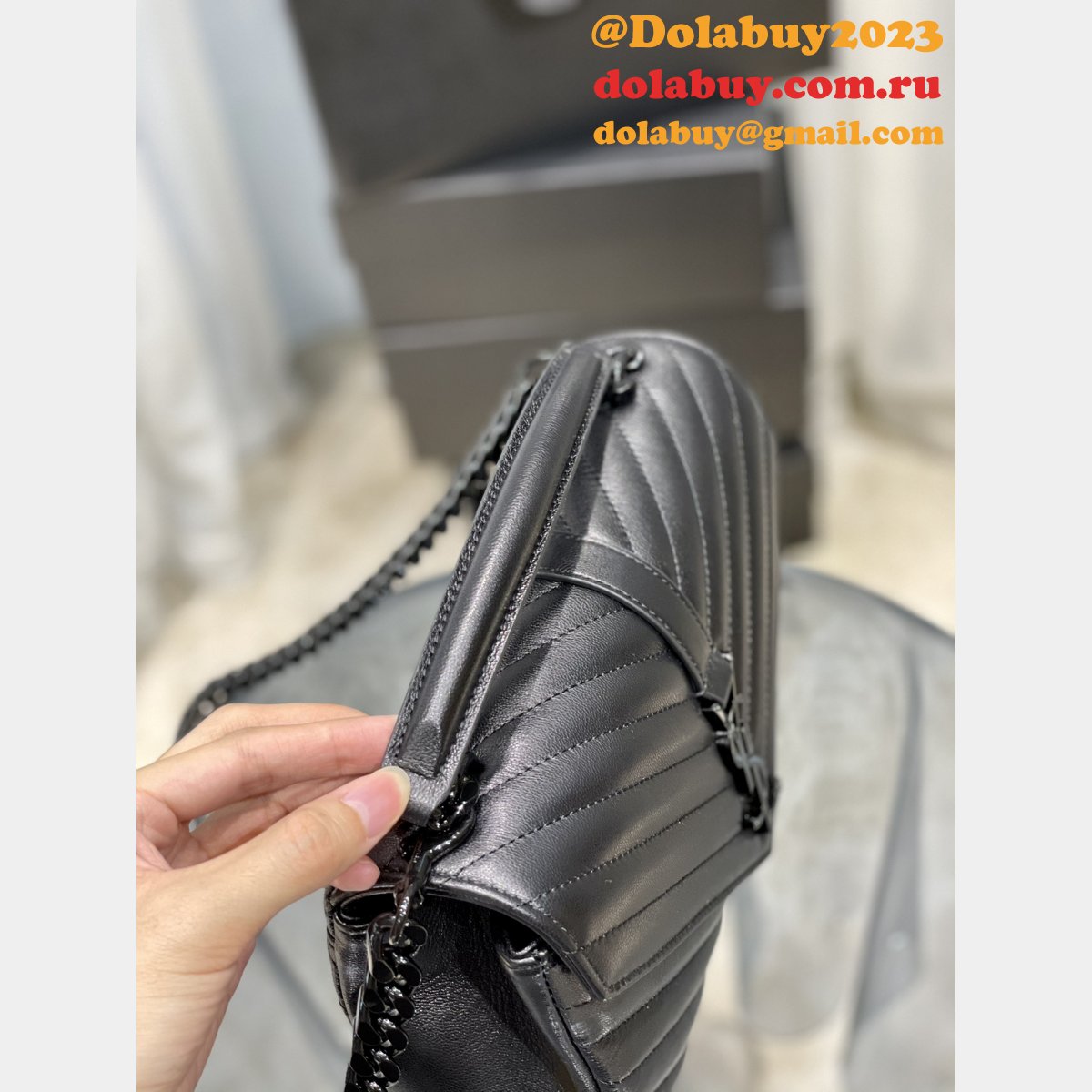 YSL Fake 392737 College Medium Chain Bag in Matelassé Leather