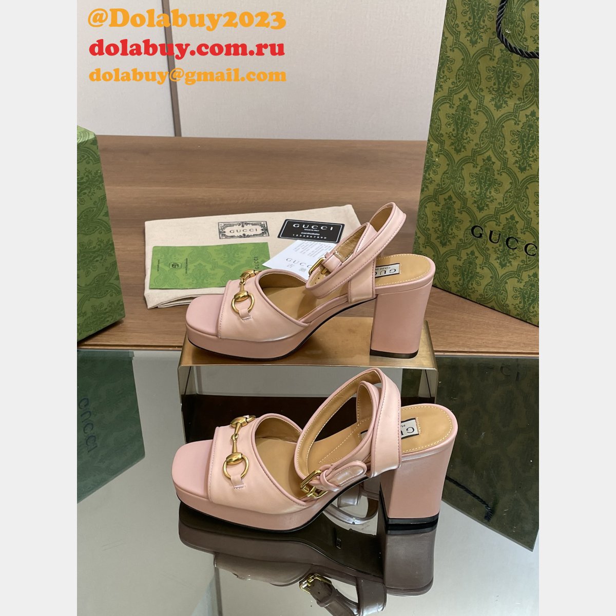 duplicate G*u*i lady horsebit-detailed leather sandals