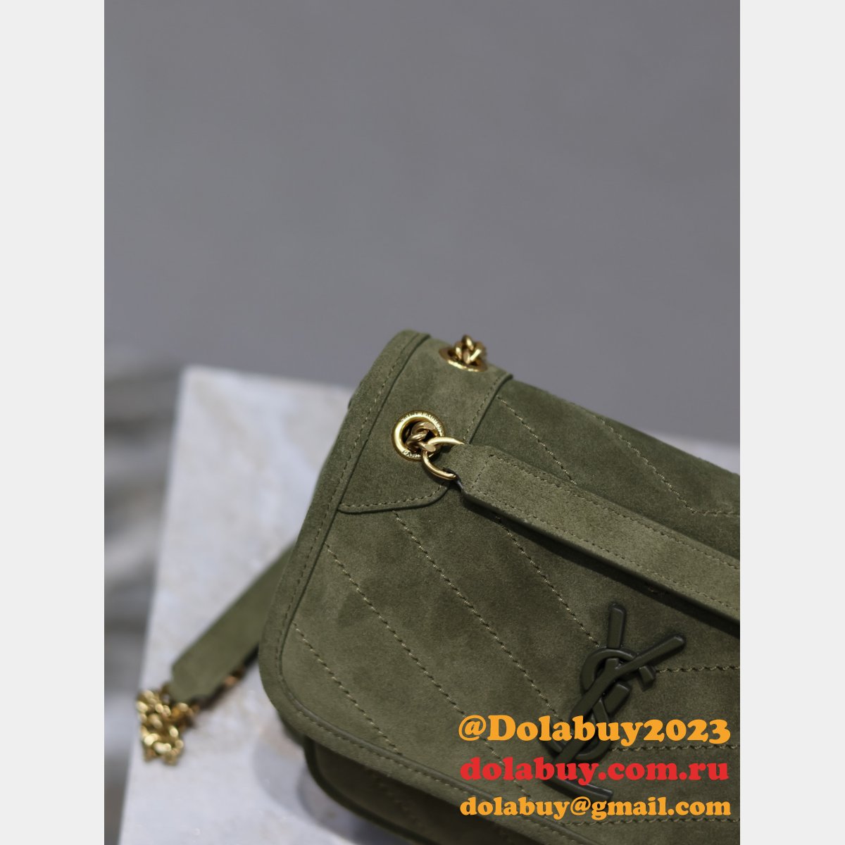 Buy Best YSL Niki 22CM 633151 Replicas High Quality ArmyGreen Bag