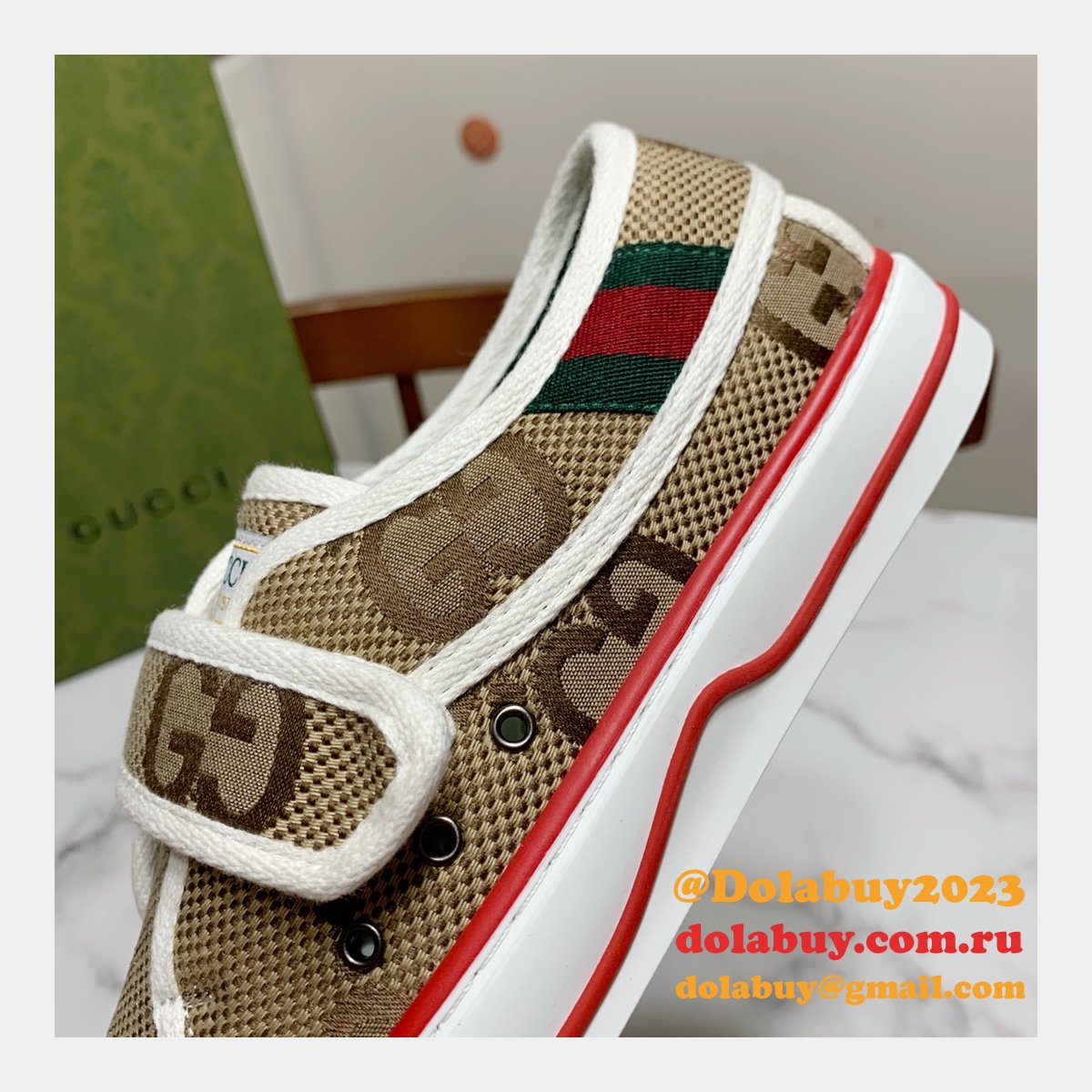 G*u*i high quality replica gu7 1977 canvas perfect shoes