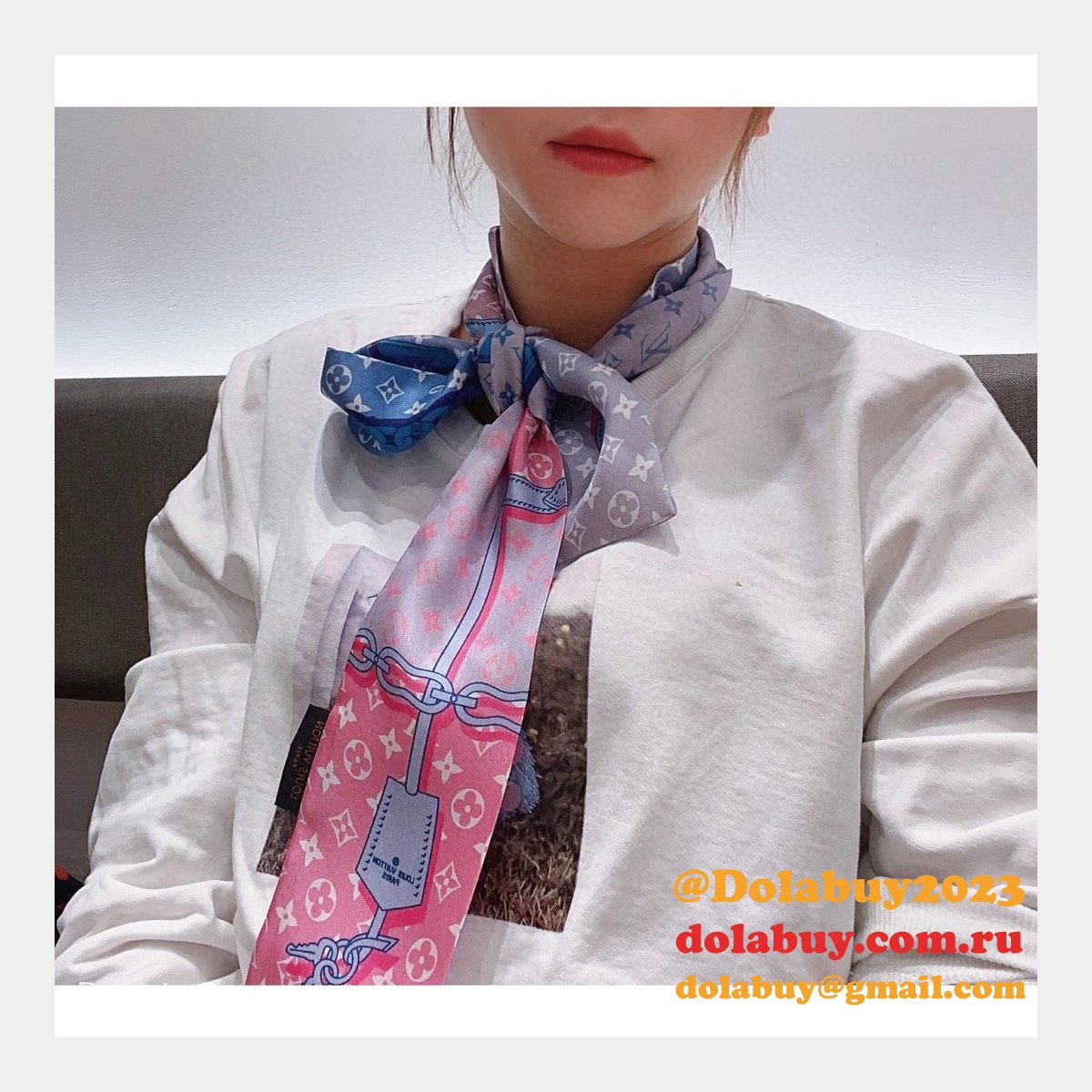 UK louis vuitton Double silk Ribbon Straps bow tie streamers