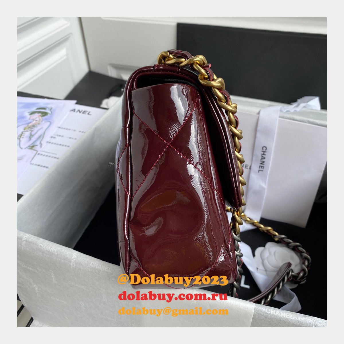 CC Replica 26CM Goatskin Gold-Tone Silver-Tone & Ruthenium