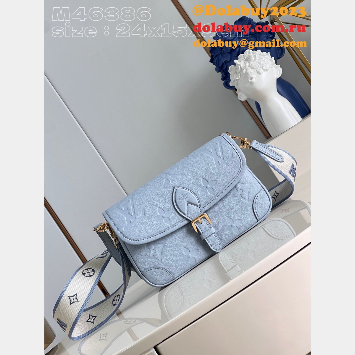Diane Inspired Blue M46386 Monogram Empreinte Louis Vuitton Replica Bag