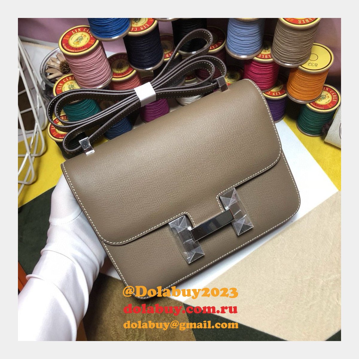 Hermes Constance Bag 23cm Epsom Leather Elephant Grey