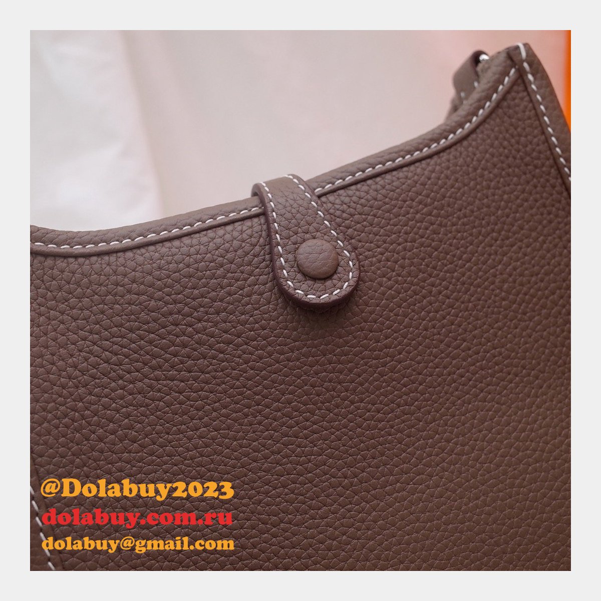 Hermes Mini Evelyne Handbags Replica Coffee