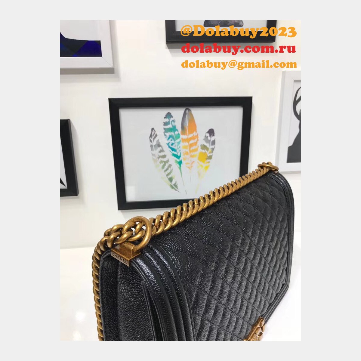 AAA+ Le Boy large Best Black Bags Caviar 30cm