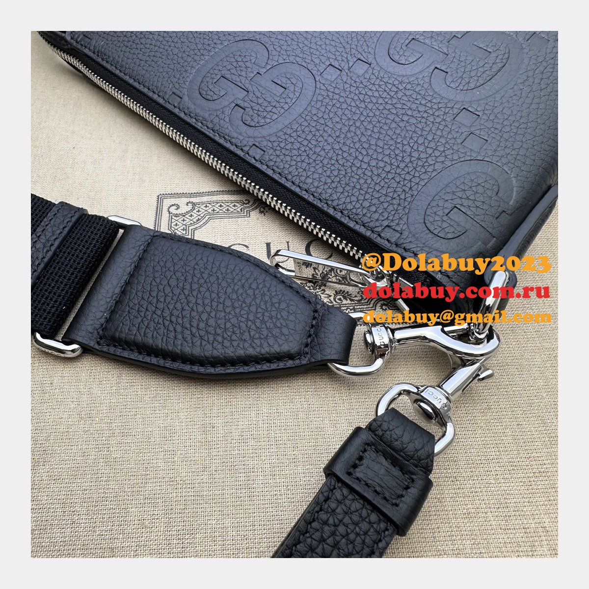 black jumbo gg G*u*i knockoff messenger men 761747 luxury bag