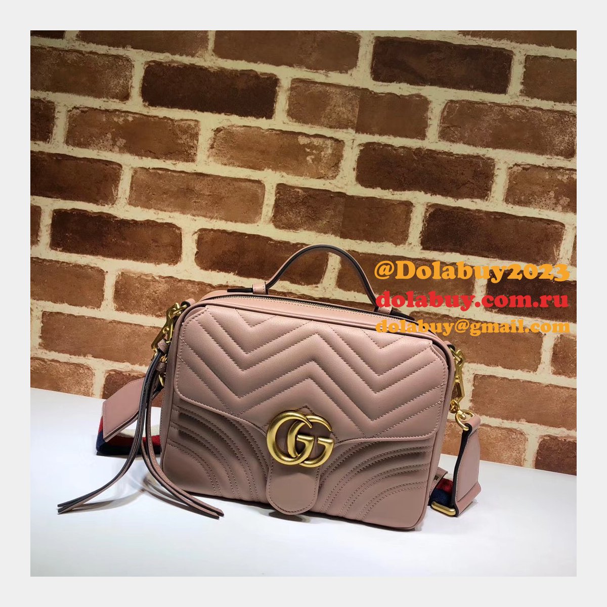 top quality G*u*i replica 498100 leather gg marmont small shoulder bag