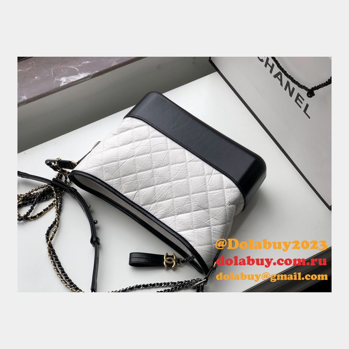 Best CC Gabrielle hobo bag 28cm Black White