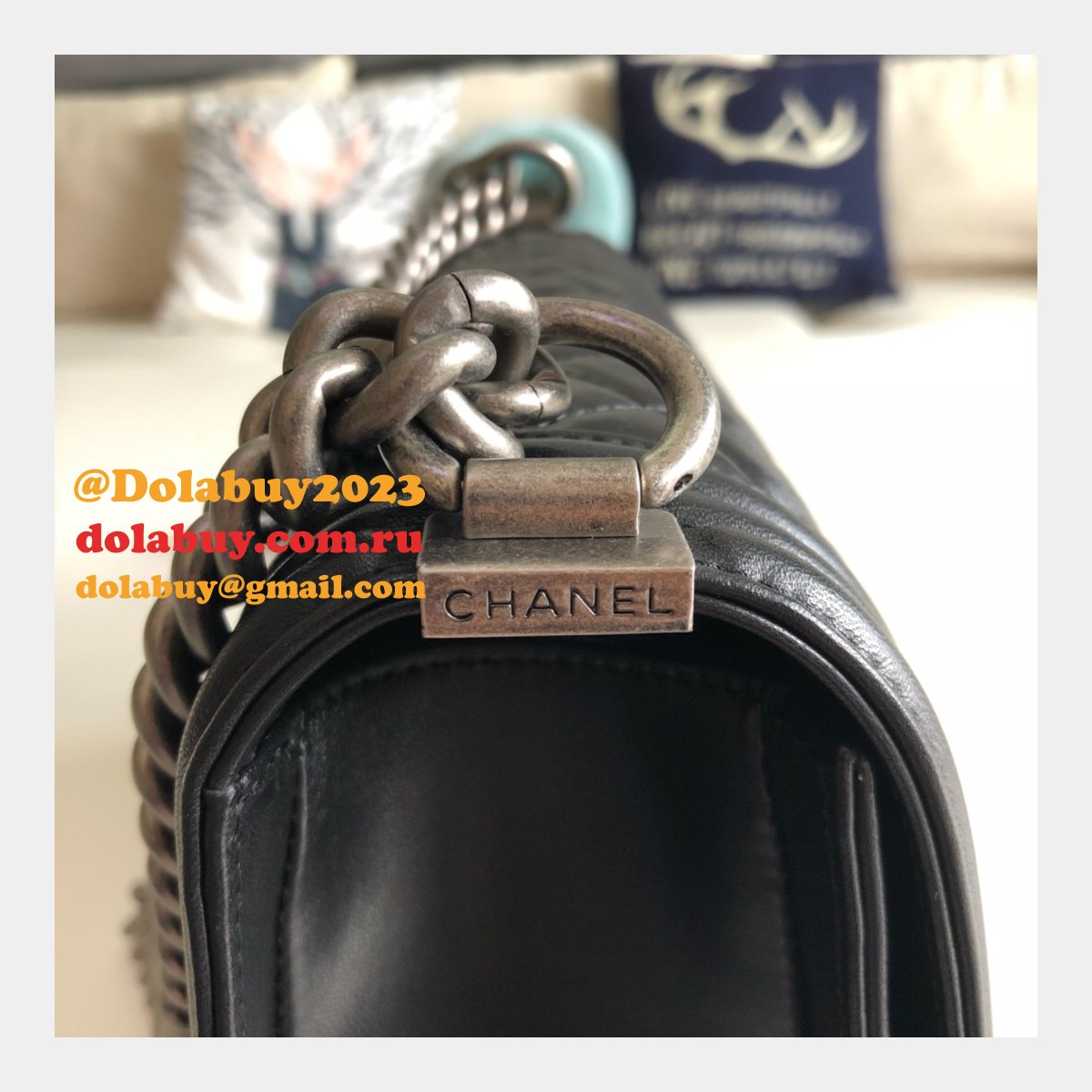 Fashion CC Le Boy Top Quality Black Bags lambskin 25cm