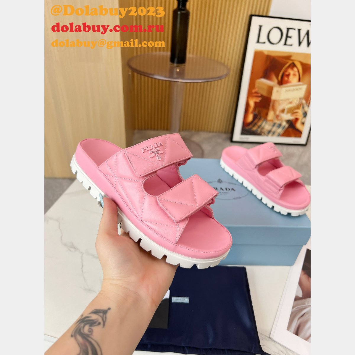 7 Star prada Padded nappa leather sandals