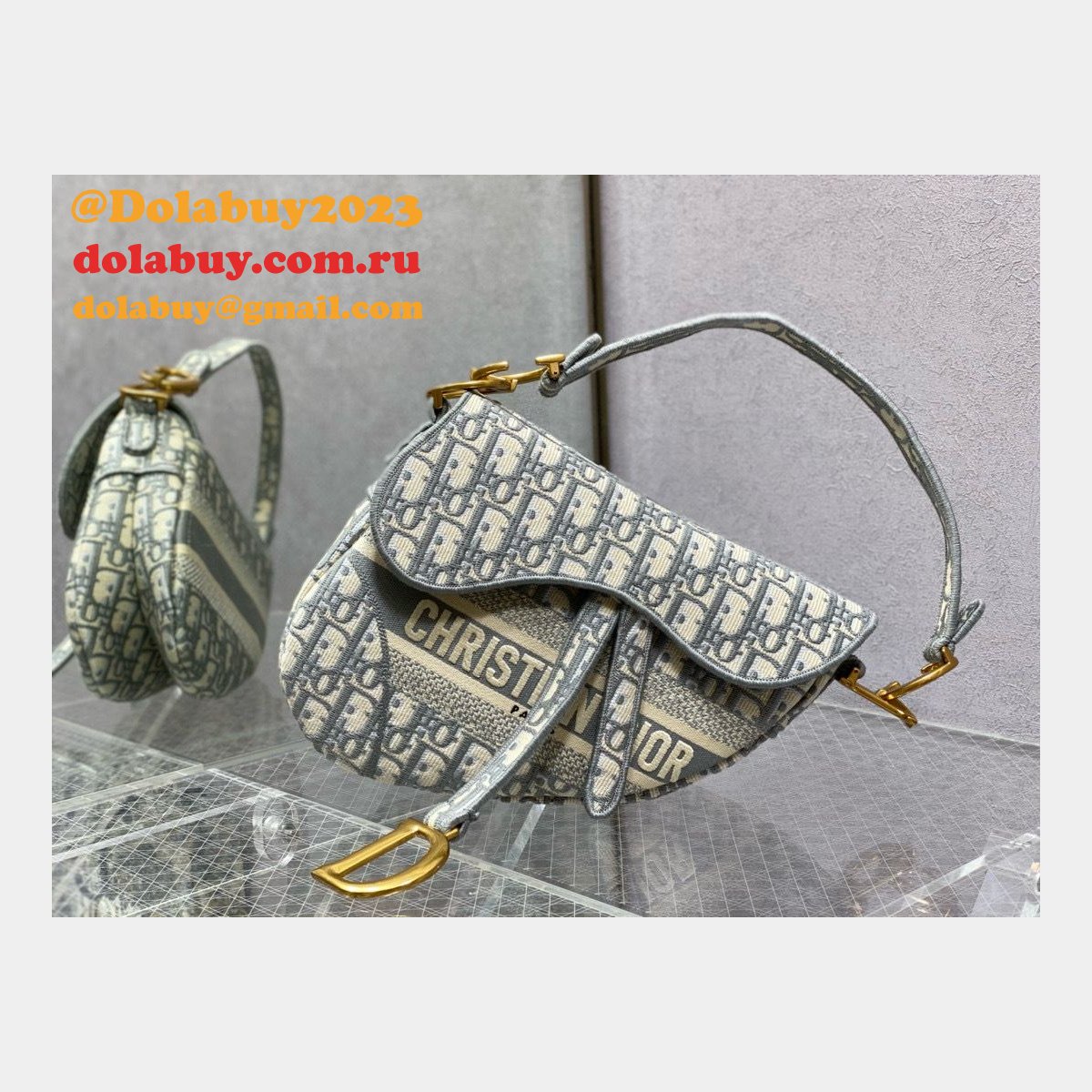 REPLICA DIOR SADDLE grey 25.5CM HADNBAG HOT SELLING