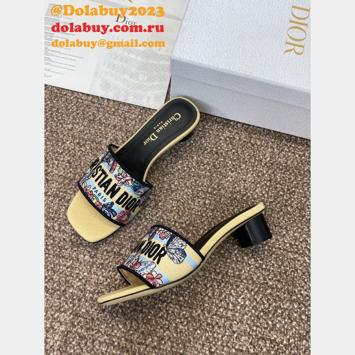 Wholesale 1:1 Mirror Dway Heeled Slide