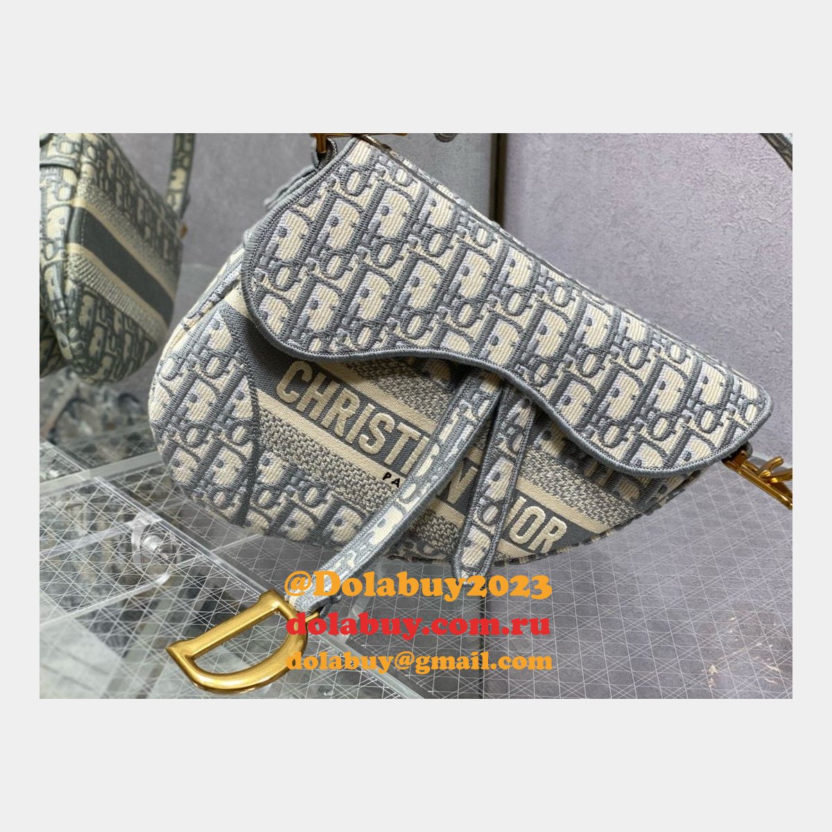 REPLICA DIOR SADDLE grey 25.5CM HADNBAG HOT SELLING