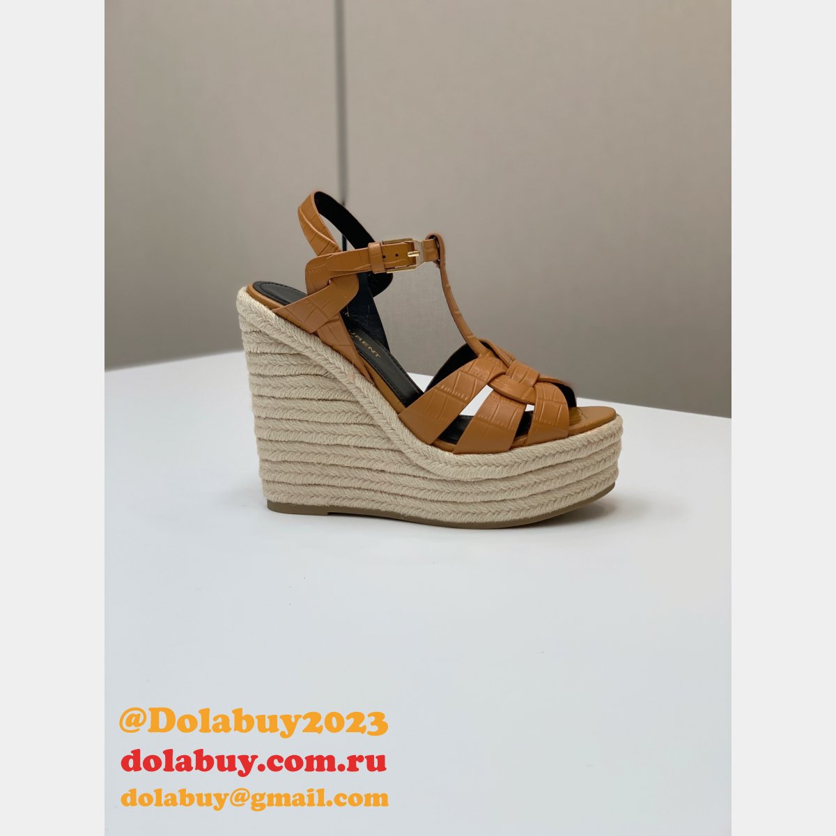 Saint Laurent Replica Espadrille Platform Wedge Sandals Heel Shoes