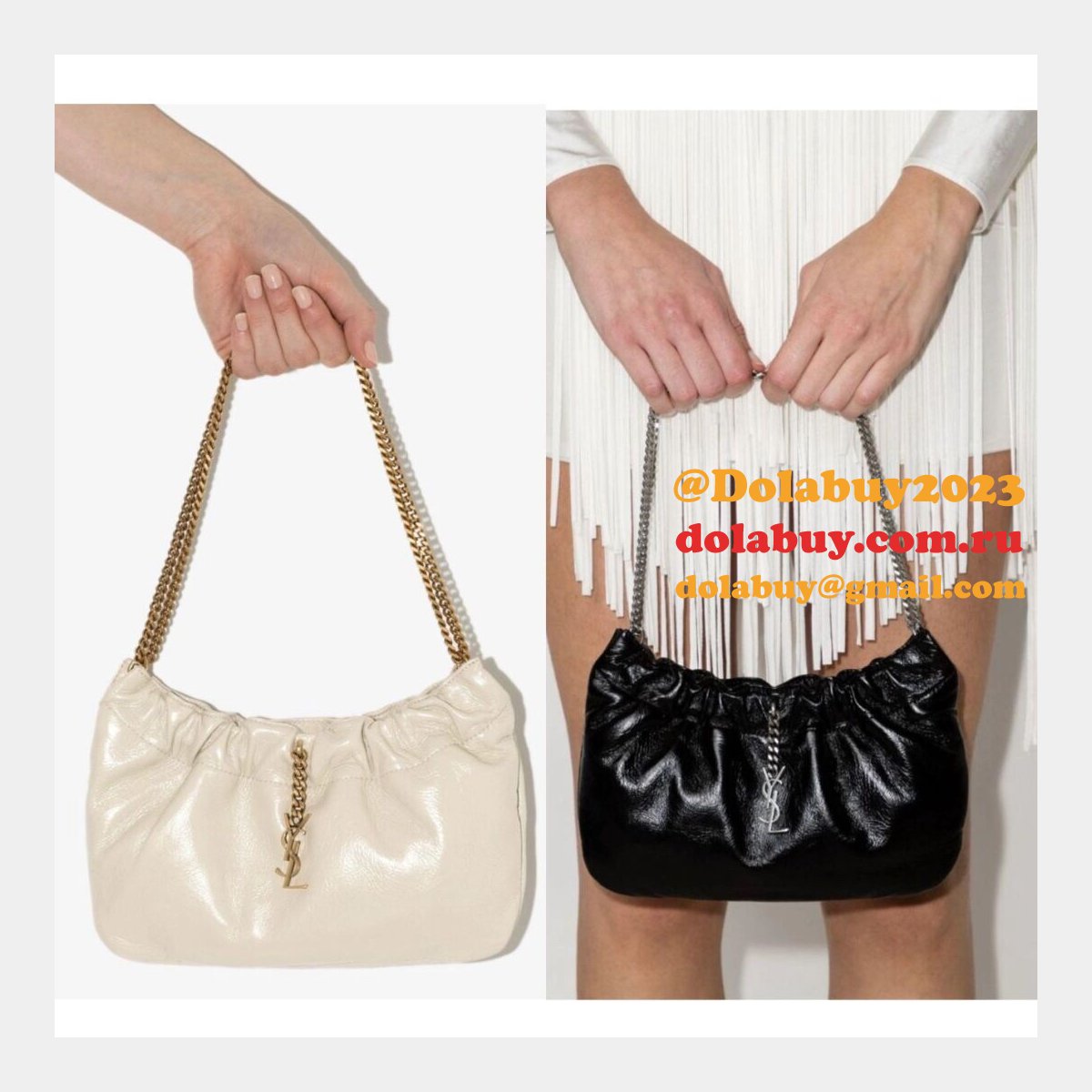 Top Quality Yves Saint Replica 681632 PacPac Ruched Leather Hobo Bag