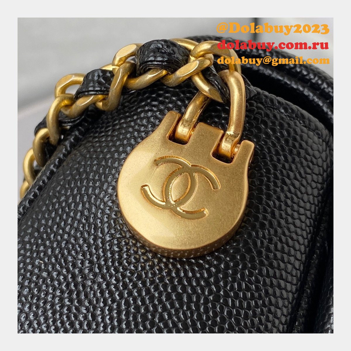 High Quality Designer Replica Mini AS2855 Flap Bag Iridescent Grained Calfskin & Gold-Tone Metal