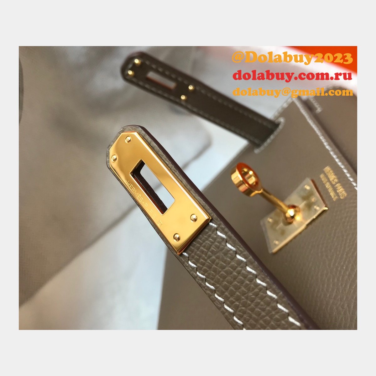 Replica Hermes Mini Kelly Epsom leather Earthy Gray Bags