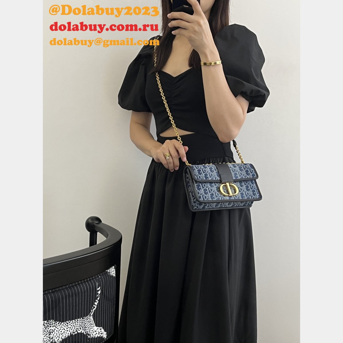 Luxury Christian Dior 9207 30 Montaigne East-West Denim Inspired Oblique Bag