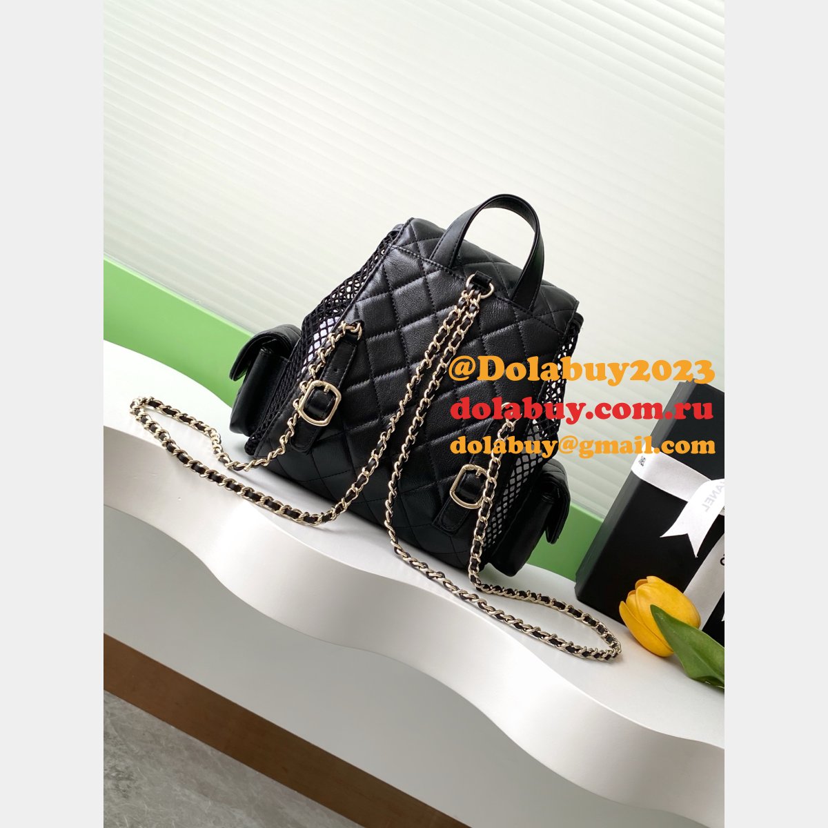 Replica Spring-Summer 2025 Backpack Mesh AS5484 Black Bag