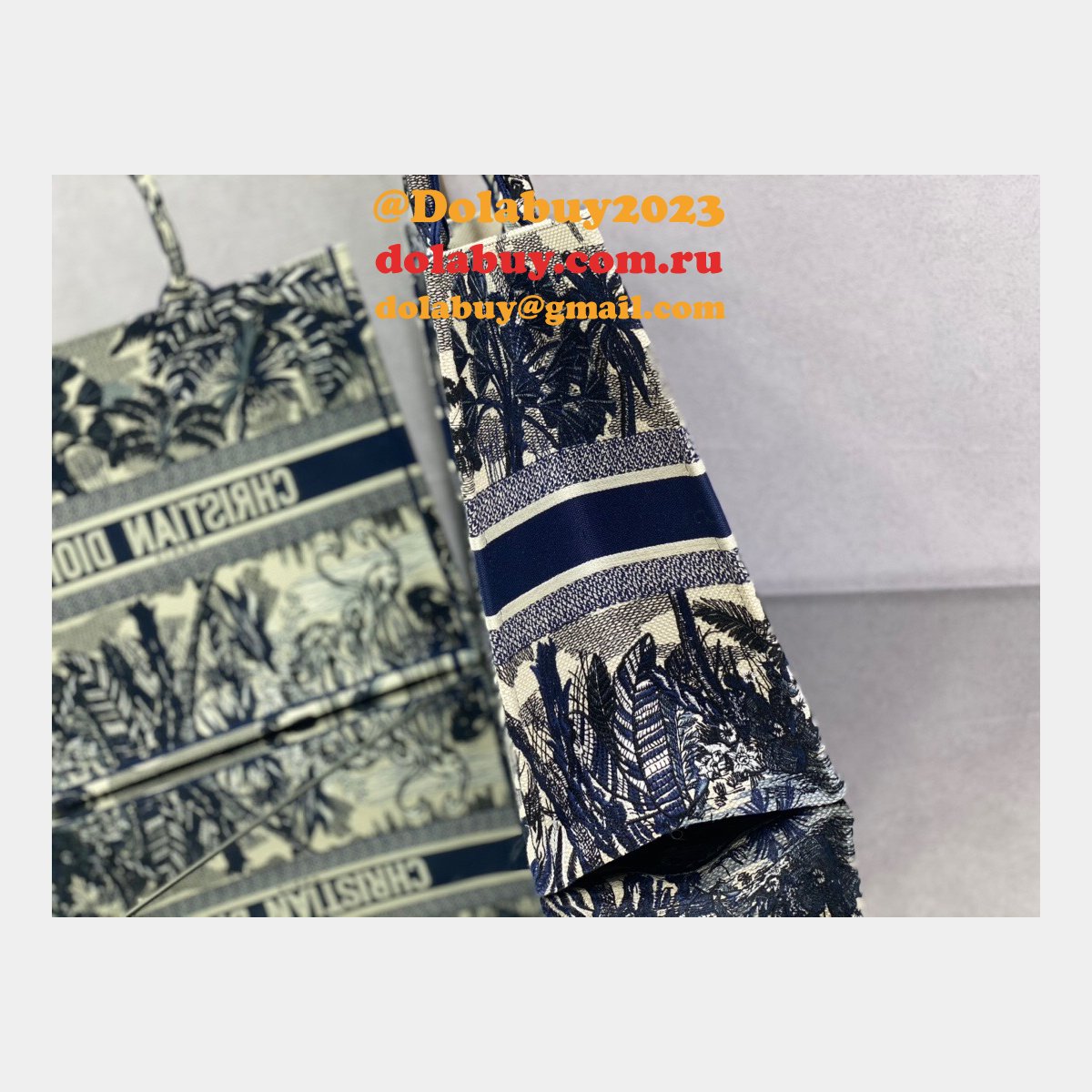 Dior CD Book Tote Top Quality Oblique Embroidery