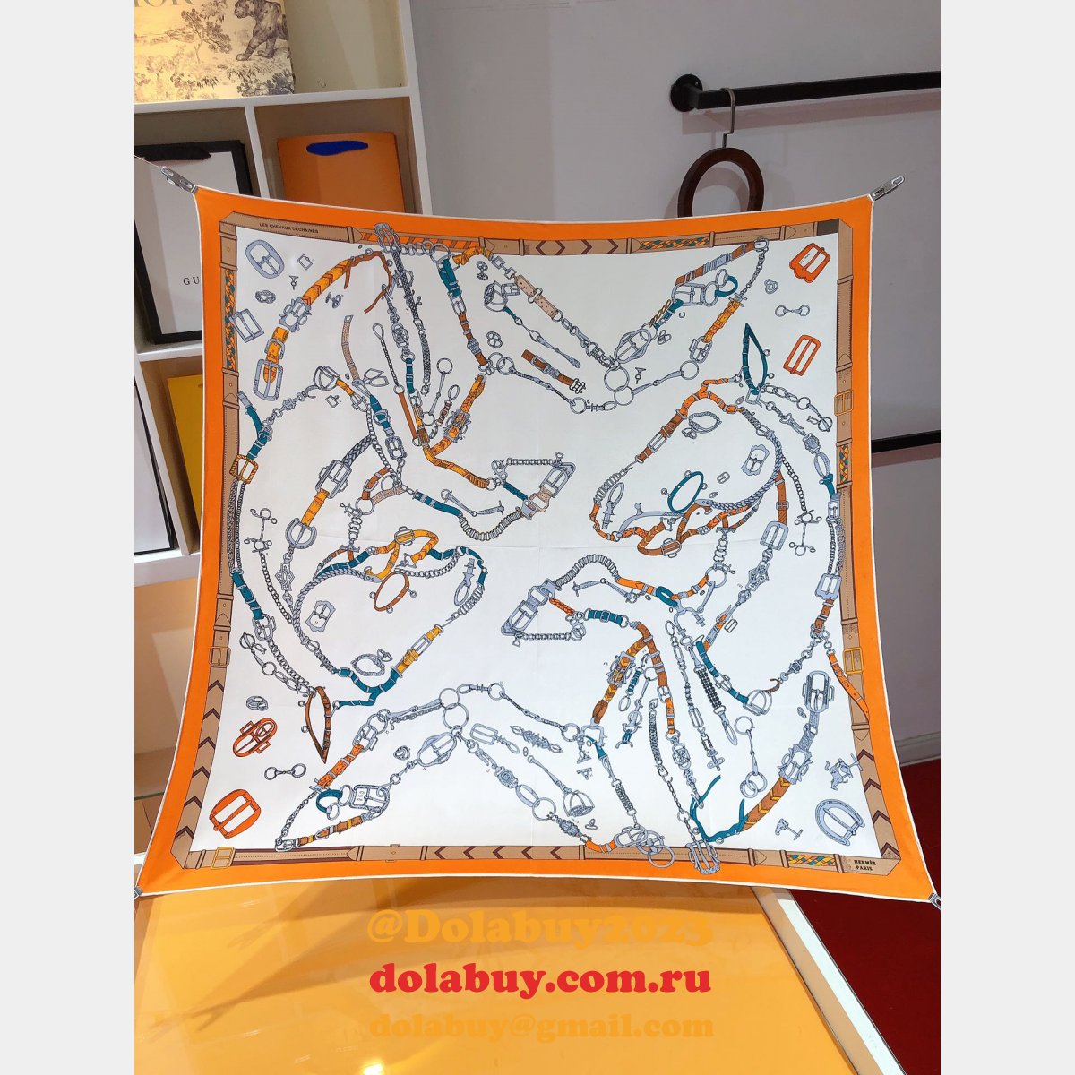 Designer Fake hermes twill silk scarf