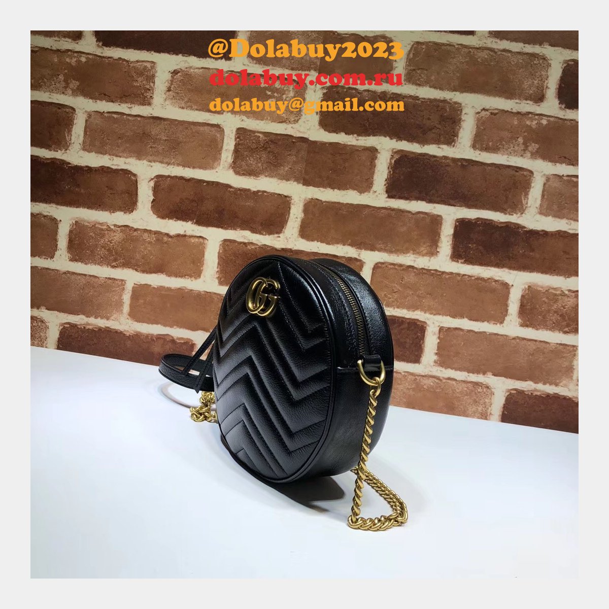 top quality 550154 G*u*i gg marmont mini round shoulder bag