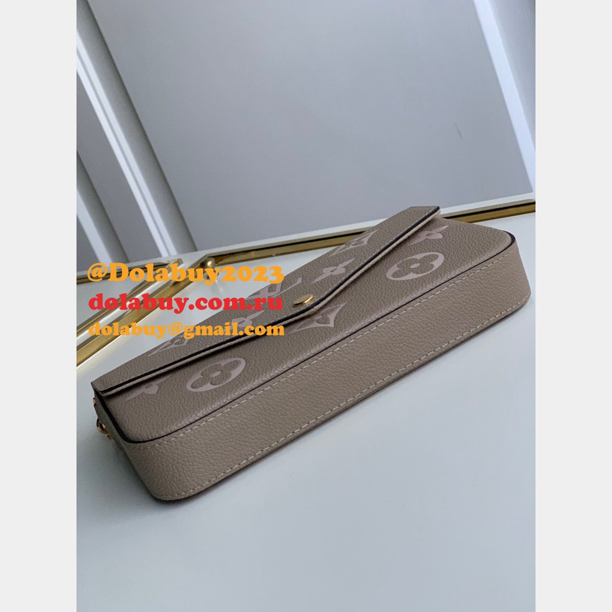 Louis Vuitton Félicie Pochette Monogram Empreinte Leather M69977 Cream Black