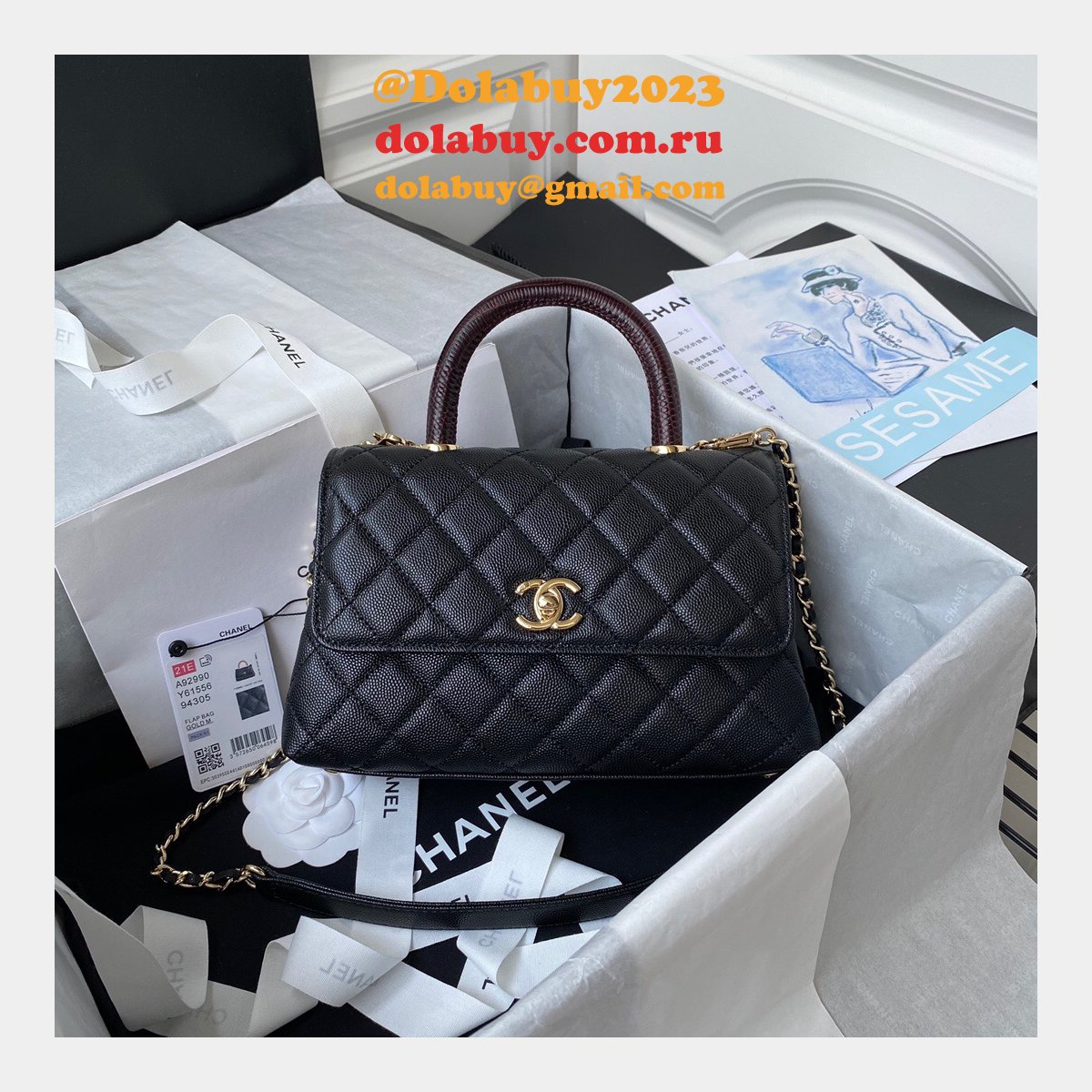 AAA+ CC Grained caviar leather bag A92990 23cm