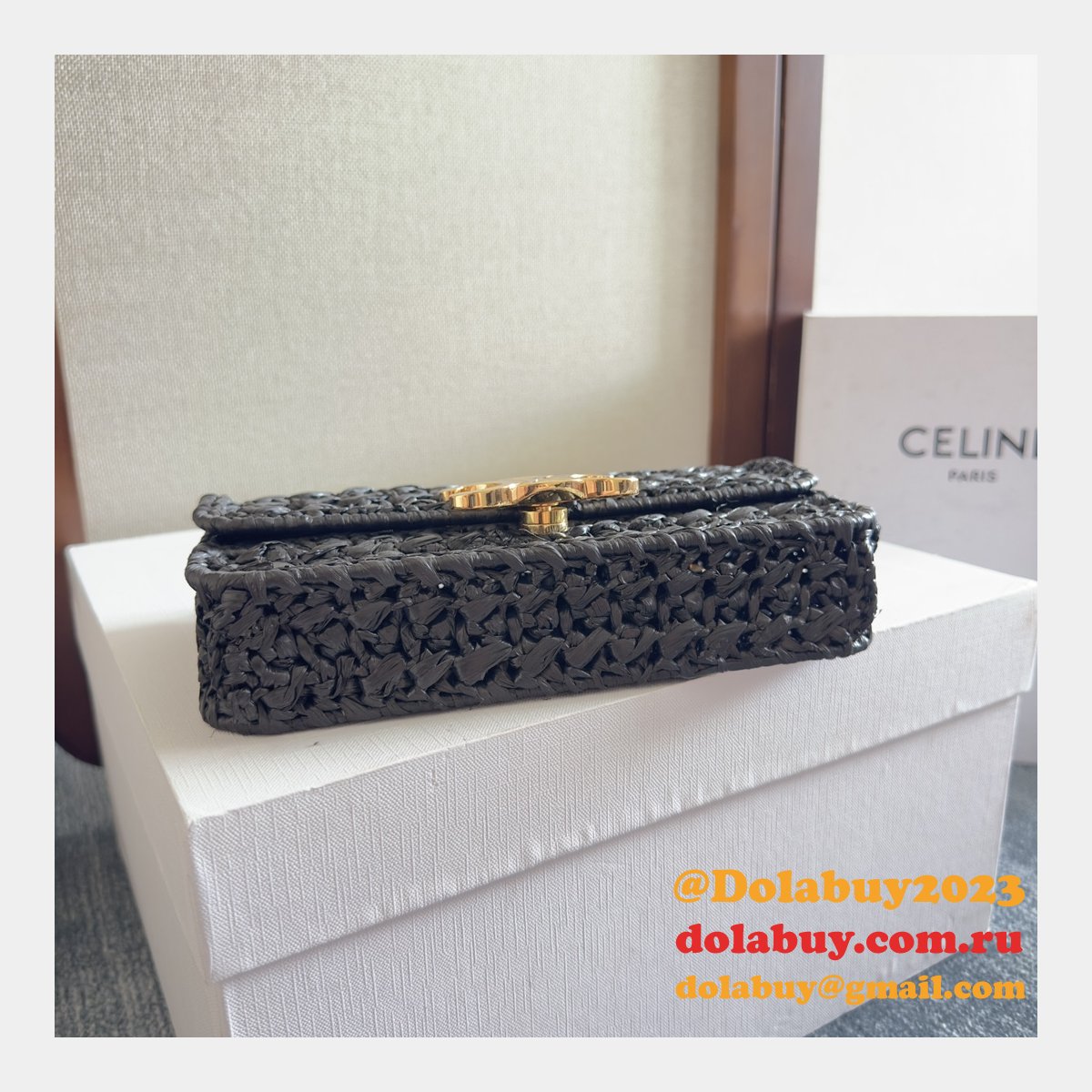 Celine Plein Soleil IN RAFFIA EFFECT TEXTILE SHOULDER BAG