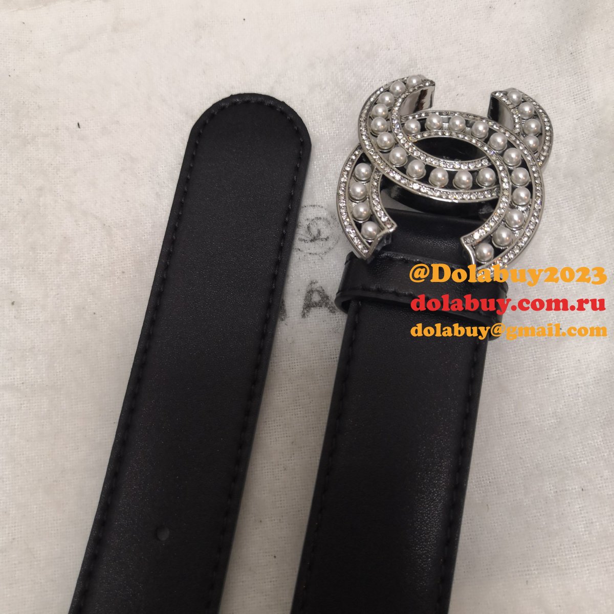 Luxury Replica CC Double C Belt Black Width 3.0cm 1137