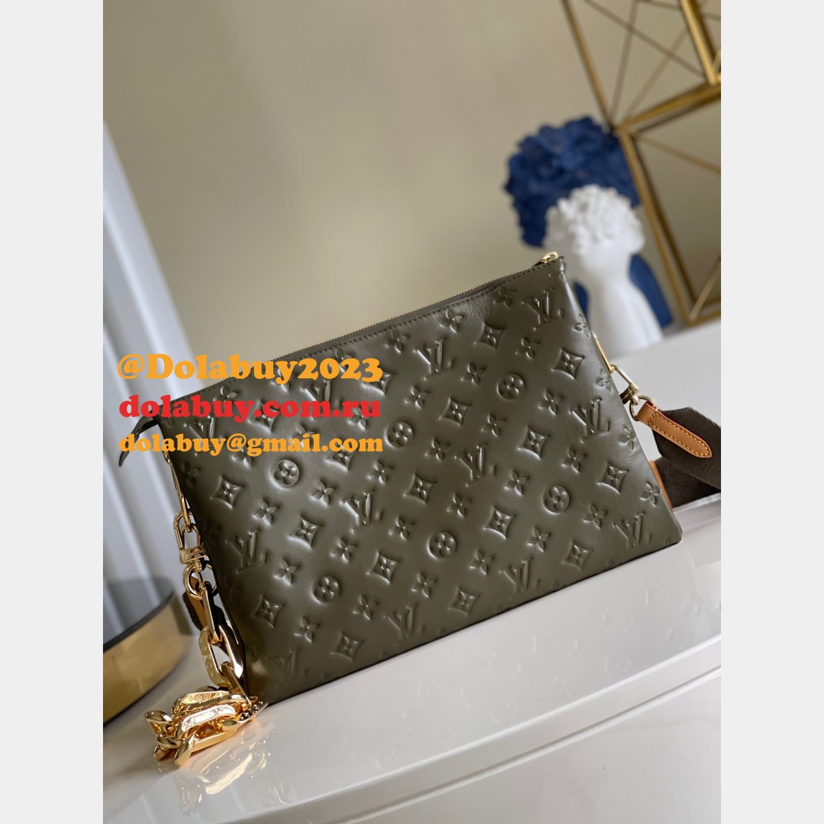 Quality Louis Vuitton Replicas Coussin Other Leathers M57782 Khaki Green