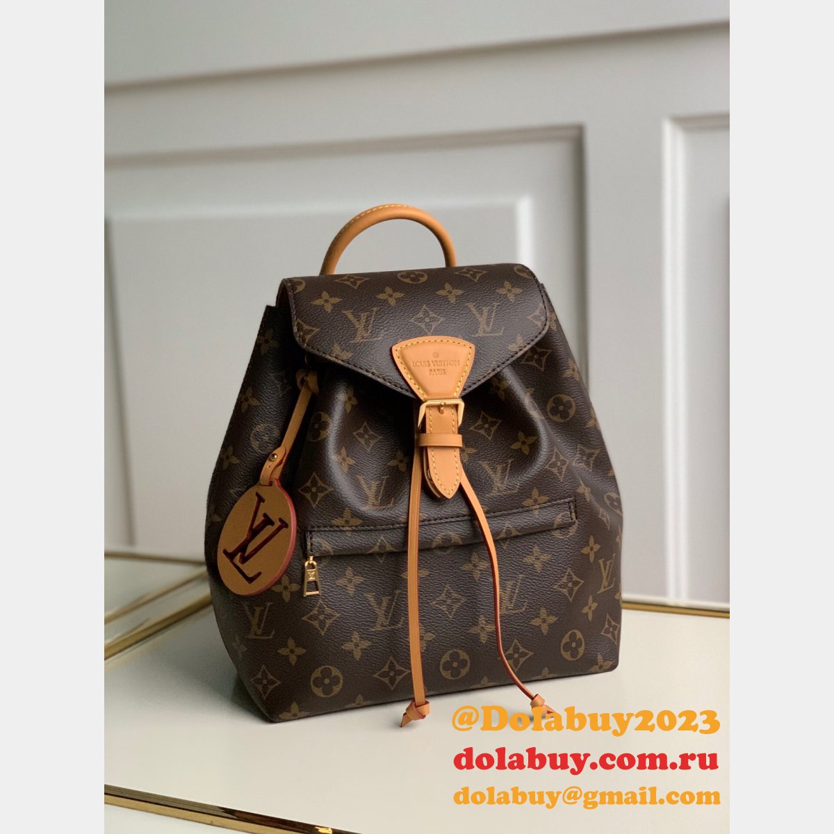 Louis Vuitton Montsouris Backpack Monogram Canvas/Natural leather Brown Replica