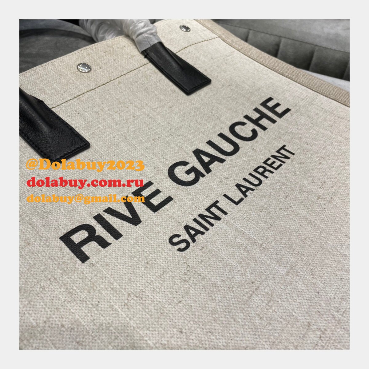 Replica YSl Designer Rive Gauche Shopping 631682 Bag In Linen and Cotton Handbags
