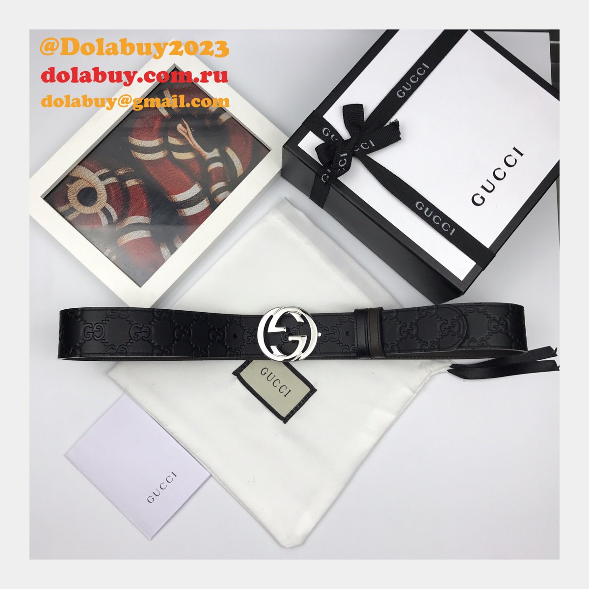 7 star G*u*i 37mm replica interlocking g-buckle leather black belt