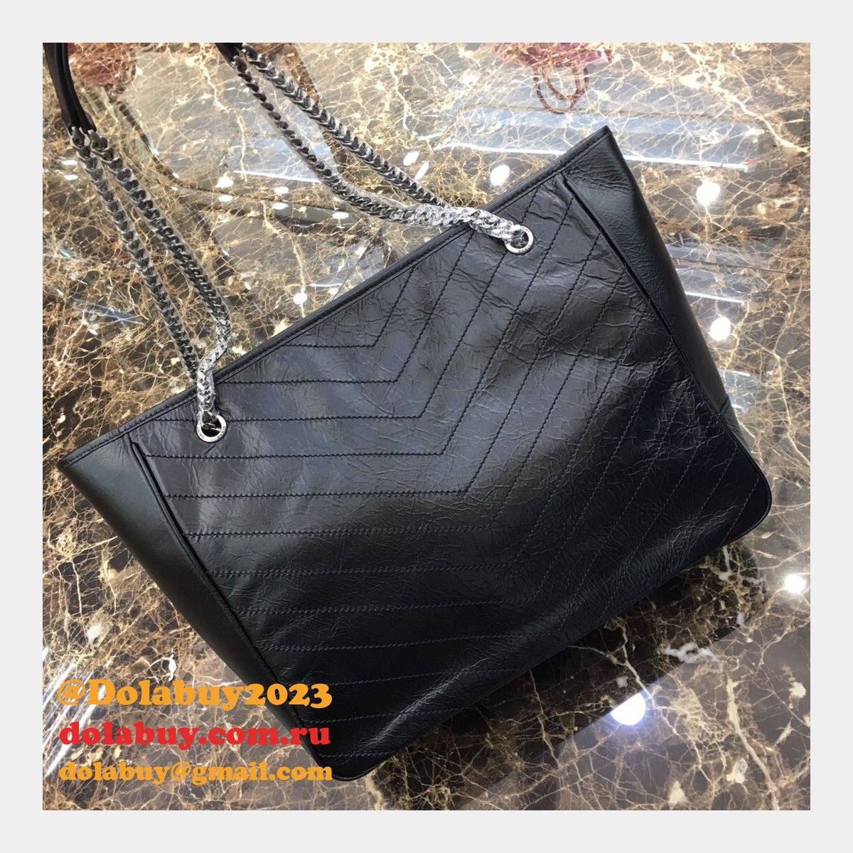 YSL 504867 Replica Saint Laurent Niki Shopping Bag Black Vintage