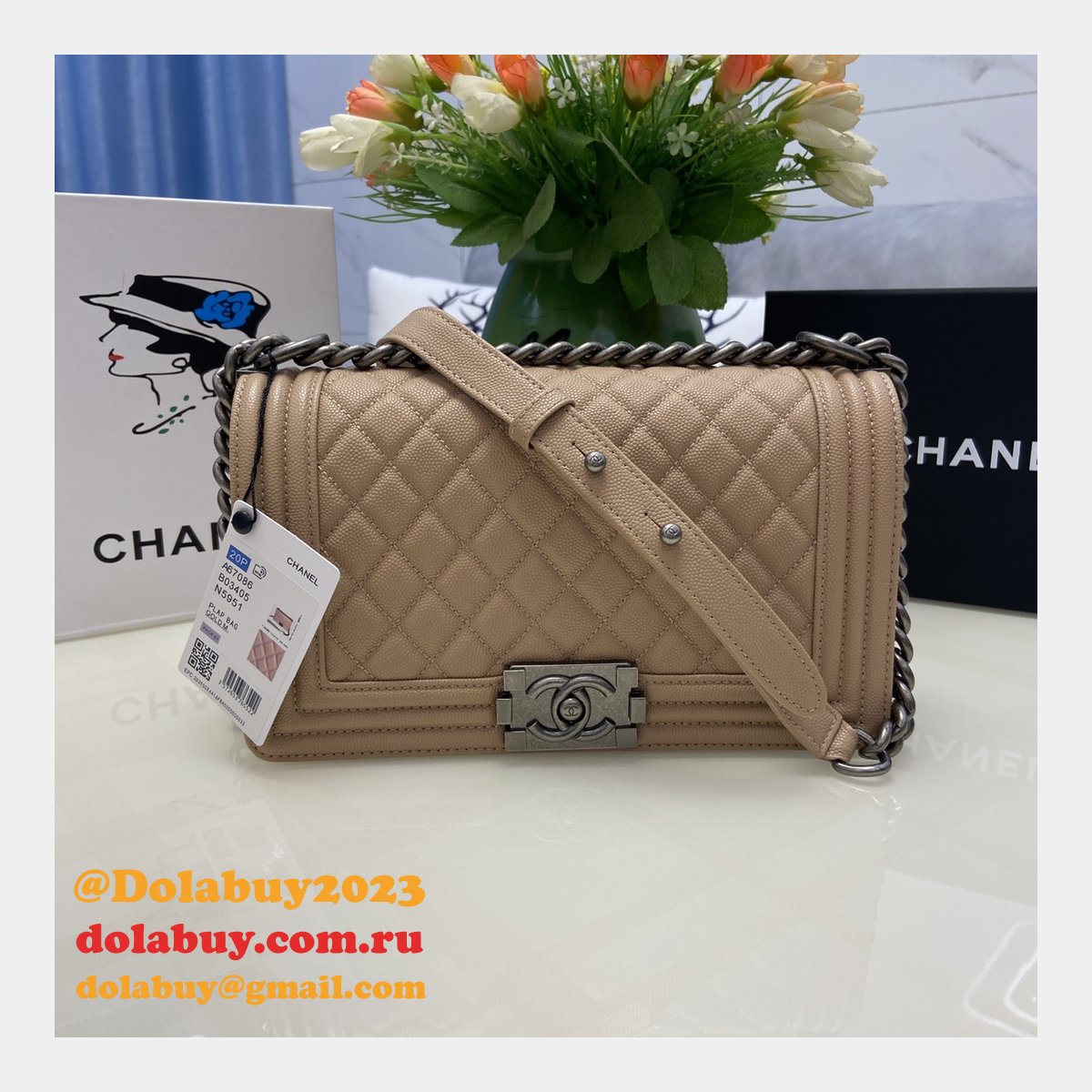 Replica CC Le Boy Flap Bag caviar leather 25CM